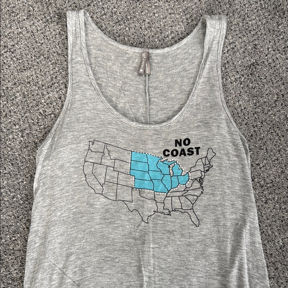 Gray Tank Top with Midwest Map Print (Midwest girl)